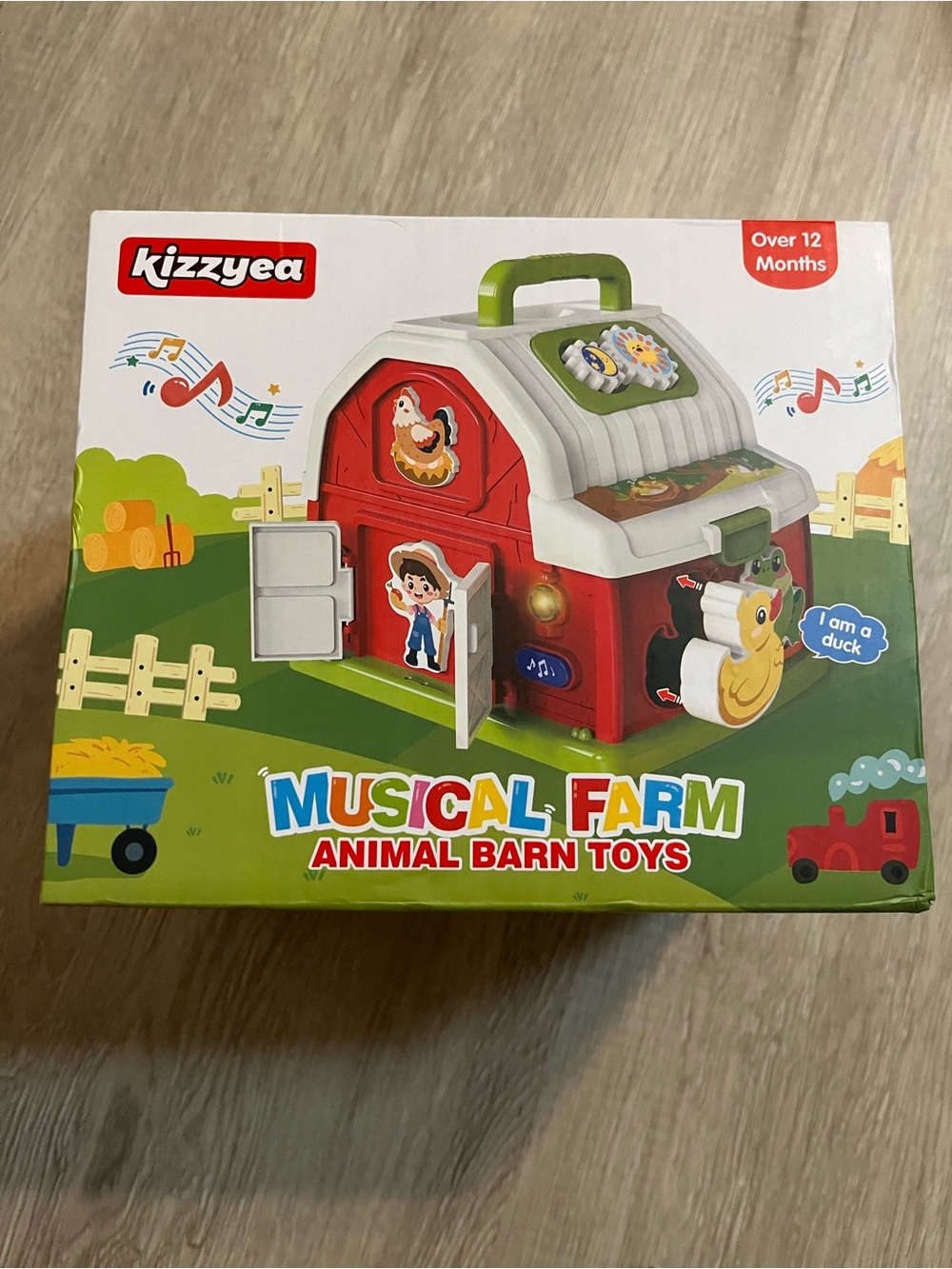 Kizzyea Musical Farm Animal Barn Toy - Red and White